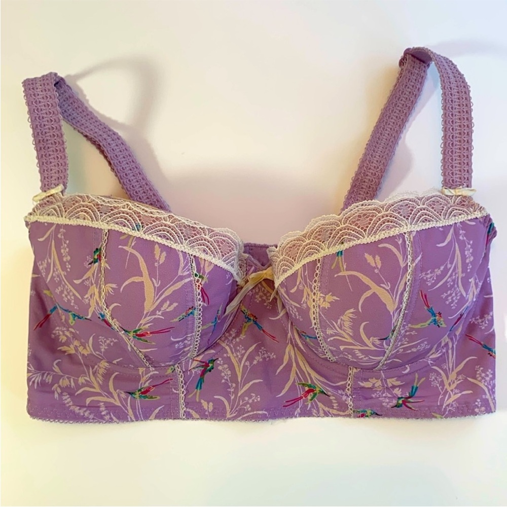 ๐๐ฆ FREYA Lilac Longline Bra - 30F - Bird Print ๐ฆ๐ - Picture 4 of 10